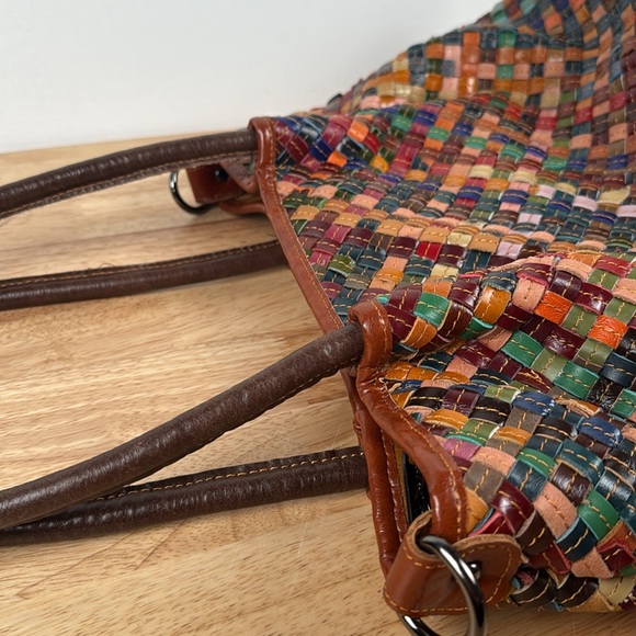 Ameri Leather Mosaic Woven Multi-Color Leather Bag - Picture 13 of 16